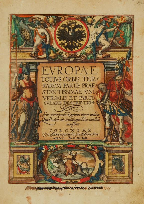 QUAD,M./ BUSSEMACHER, Title page : Europae totius orbis terrarum partis praestantissimae .., antique map, old maps