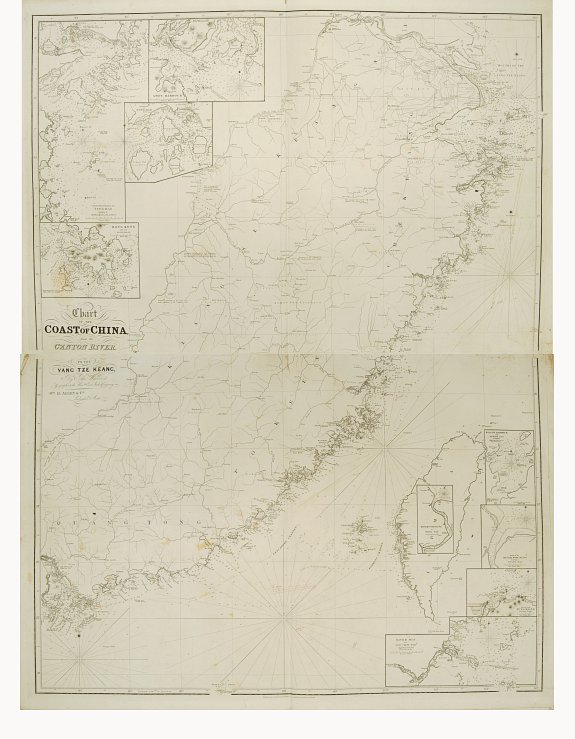 ALLEN,W.H., Chart to the coast of China from the Canton River to the Yang Tze Keang, prepared by John Walker, geographer to the Honble. East India Company., antique map, old maps