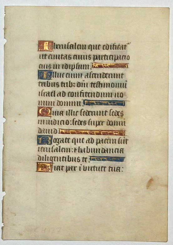 BOOK OF HOURS, Leaf on vellum from a manuscript Book of Hours., antique map, old maps