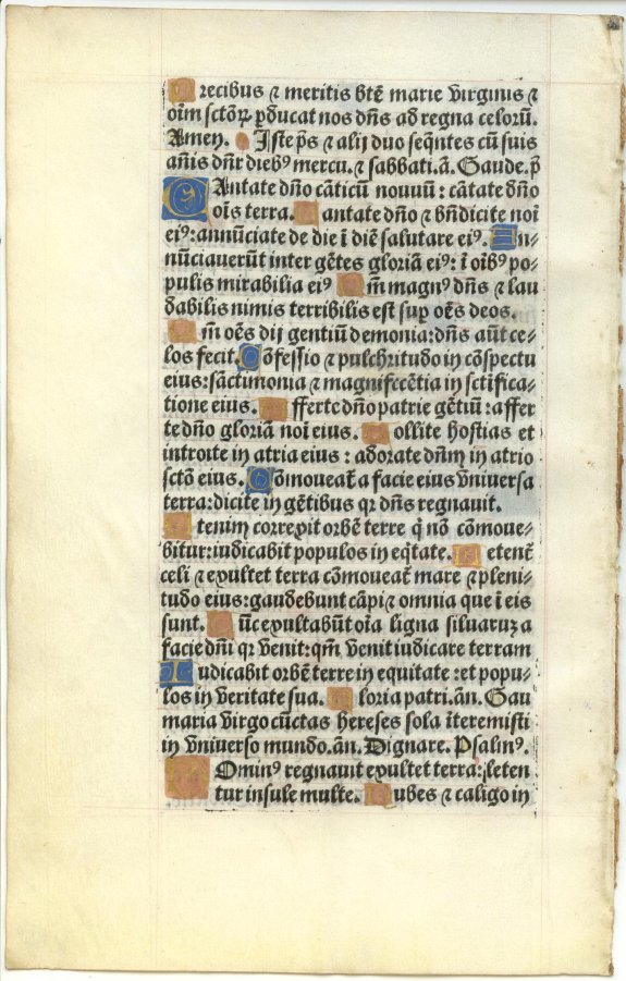 HARDOUIN,G., Leaf from a printed Book of Hours on vellum., antique map, old maps