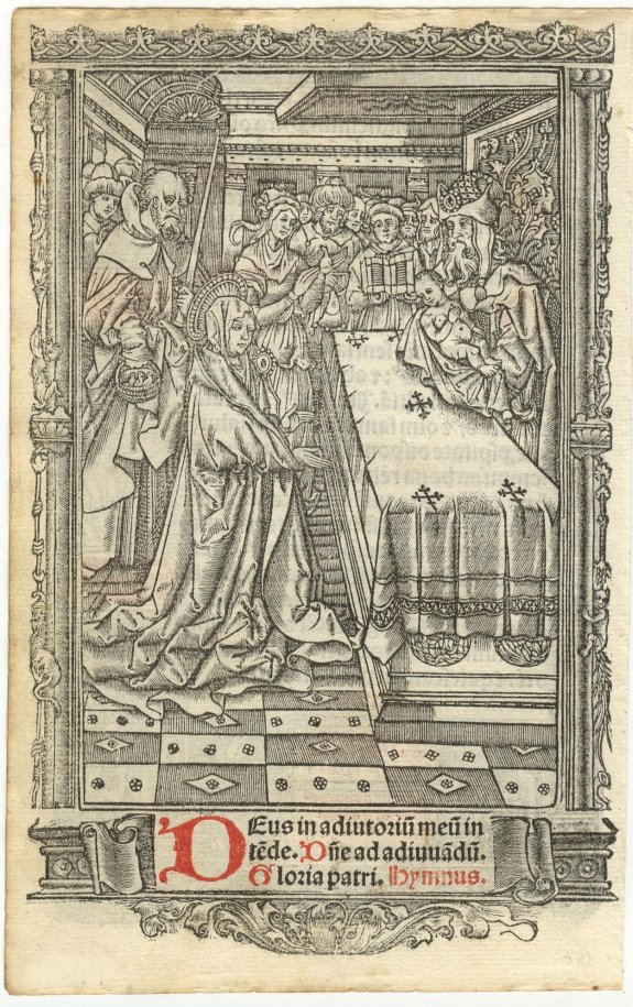 BOOK OF HOURS, Leaf from a printed Book of Hours on paper., antique map, old maps