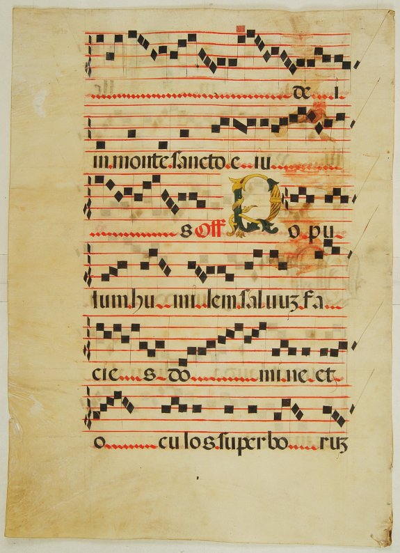 ANTIPHONER, Large leaf from an early 16-th century antiphoner., antique map, old maps
