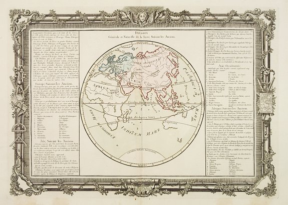 DESNOS, L.C. / DE MORNAS, B., Division Générale et Naturelle de la Terre, Suivant les Anciens., antique map, old maps