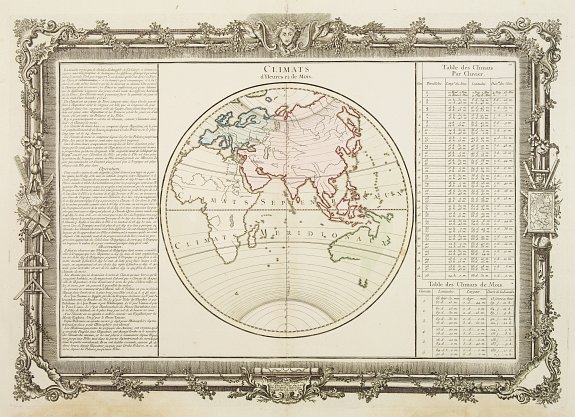 DESNOS,L.C. / DE MORNAS,B., Climats d'Heures et de Mois., antique map, old maps