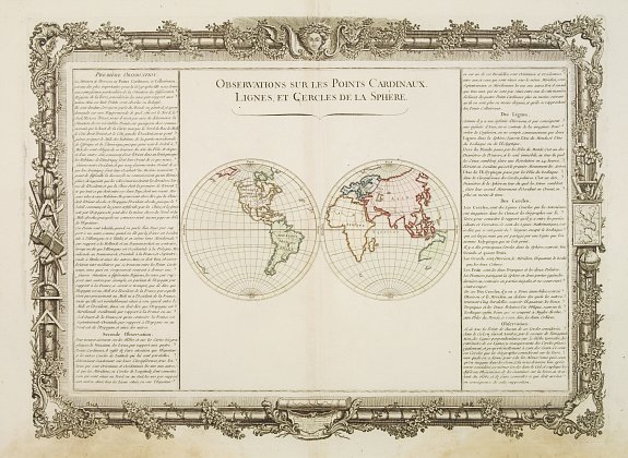 DESNOS, L.C. / DE MORNAS, B., Observations sur les Points Cardinaux. Lignes et Cercles de.., antique map, old maps