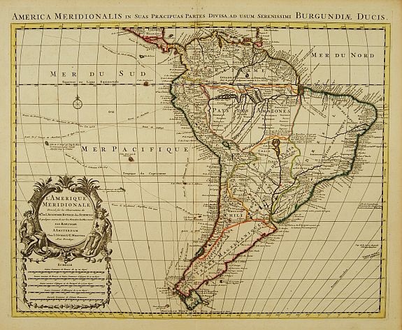 COVENS, J. / MORTIER, C.,  L\'Amerique Meridionale Dress�e sur les Observations.., antique map, old maps