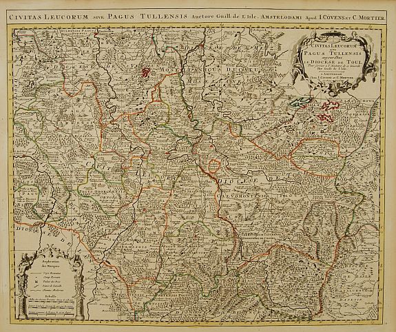COVENS, J. / MORTIER, C.,  Civitas Leucorum sive Pagus Tullensis aujourdhui Le Diocese De Toul . ., antique map, old maps