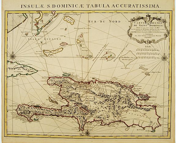 COVENS, J. / MORTIER, C.,  Carte de l'Isle de Saint Domingue Dress�e en 1722 pour l'usage du Roy.., antique map, old maps