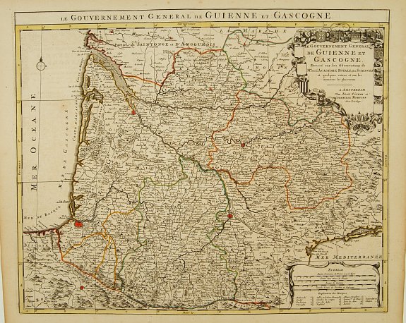 COVENS, J. / MORTIER, C.,  Le Gouvernement General de Guienne et Gascogne., antique map, old maps