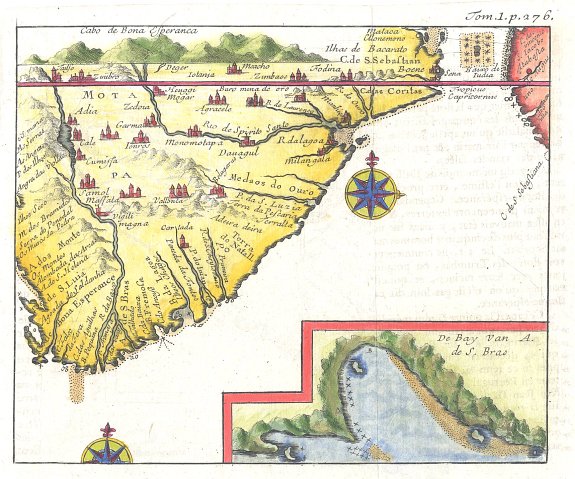 UNKNOWN (de Renneville?), Untitled Map of Southern Africa and Cape of Good Hope, antique map, old maps