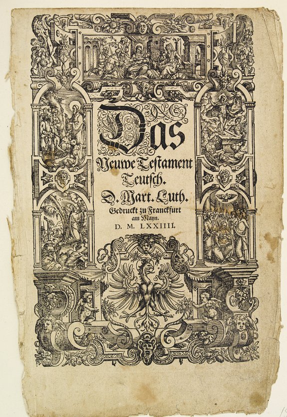 SEBALD BEHAIM., Title page a bible. , antique map, old maps