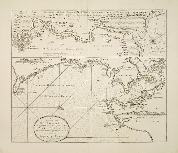 VAN KEULEN,G., De rivier van Kingsale is geleegen aan de zuyd kust van Irland.., antique map, old maps