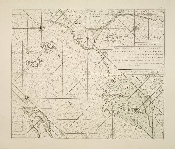 VAN KEULEN,G., Nieuwe aftekening van Holy Eyland de Staples, coket Eyland en Barwyk .. Aan de ioostkust van Schotland.., antique map, old maps