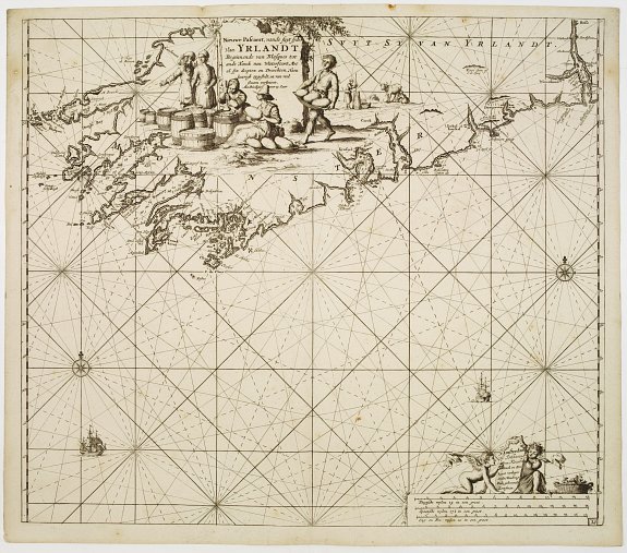VAN KEULEN,J., Nieuwe pascaert, vande suyt syde van Yrlandt.., antique map, old maps