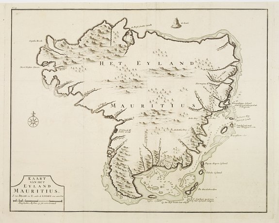 VALENTIJN,F., Kaart van het eyland Mauritius., antique map, old maps