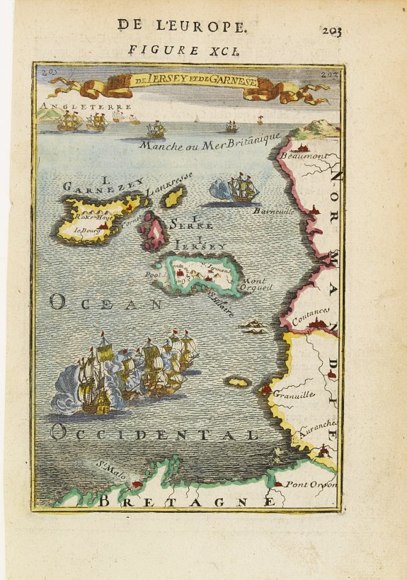 MALLET,A.M., Is de Jersey et de Garnesey., antique map, old maps