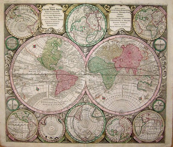 SEUTTER, M., Diversi Globi Terr-Aquei, Statione Variante et Visu Intercendente, antique map, old maps
