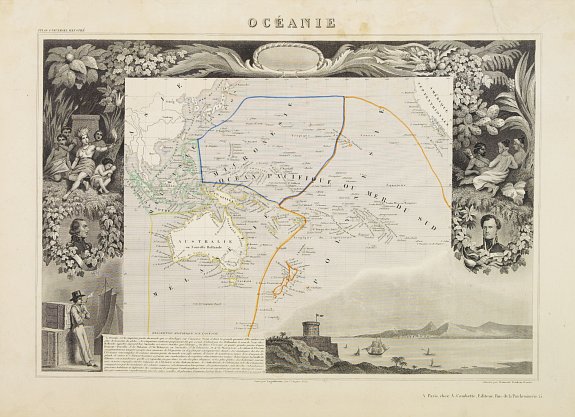 LEVASSEUR, V., Océanie., antique map, old maps
