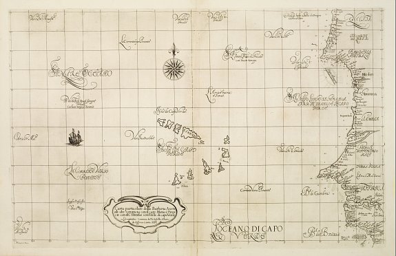 DUDLEY,R., Carta Particolare della Barberia Australe che comincia con il capo Matas è Finiscie con ilc Himilas con l'Isole di capo Verde., antique map, old maps