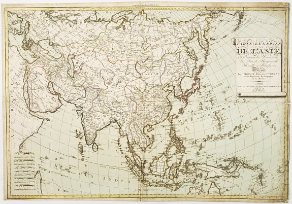 BASSET, Carte générale de Asie, ou se trouvent le Découvertes des Isles, de Bougainville, surville et Dampierre.., antique map, old maps