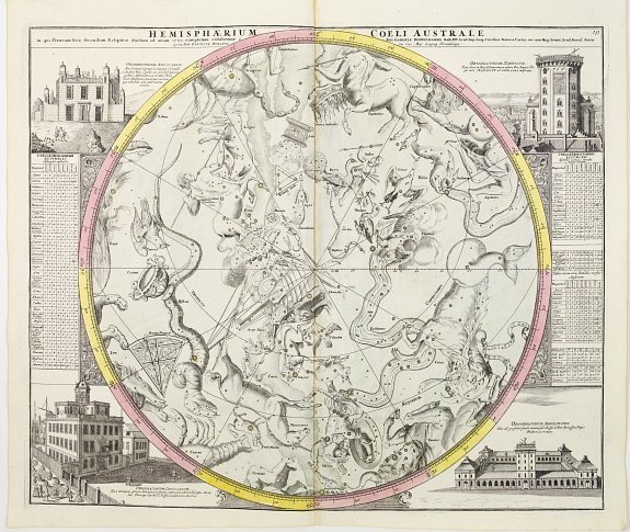 DOPPELMAYER,J.G./ HOMANN,J.B., Hemisphaerium Coeli Australe, antique map, old maps
