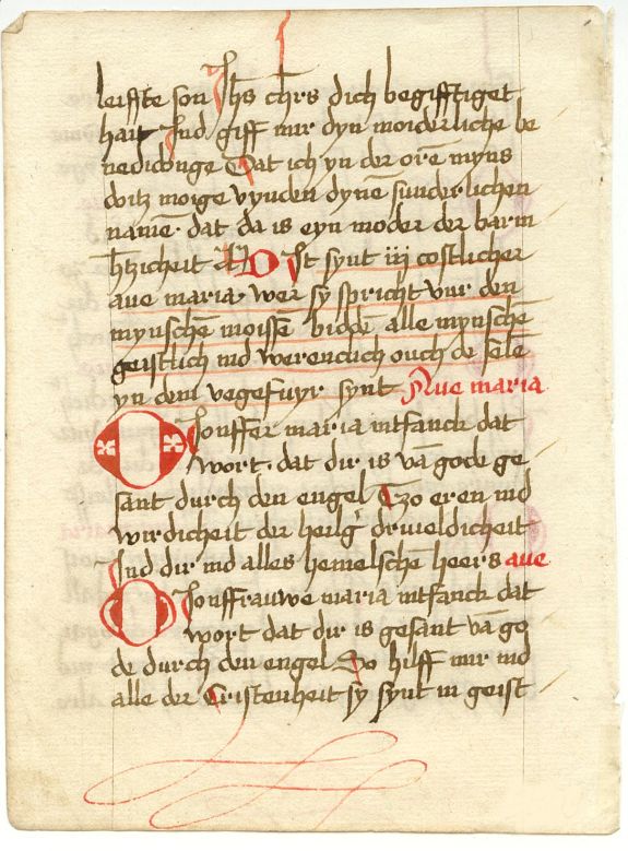 BOOK OF HOURS, Leaf on paper from a manuscript Book of Hours., antique map, old maps
