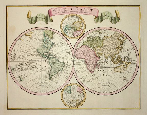 TIRION,I., Wereld-Kaart na de alderlaatste Ontdekking.., antique map, old maps