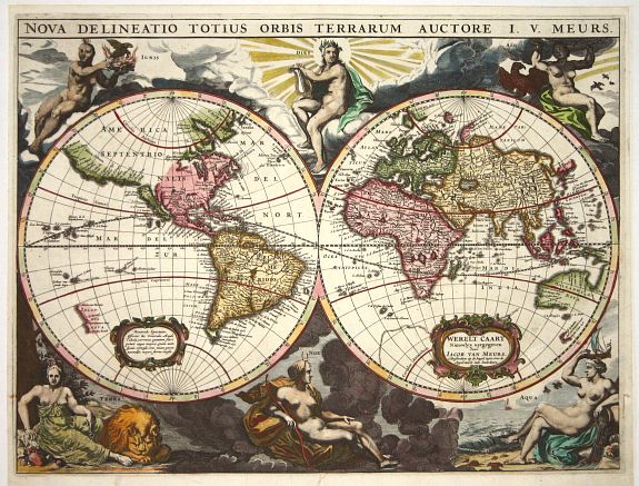 MEURS,J. van, Nova Delineatio Totius Orbis Terrarum, antique map, old maps