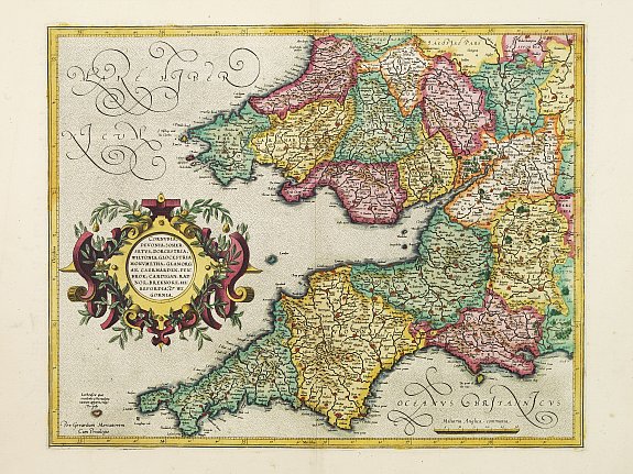 MERCATOR,G./ HONDIUS,J., Cornubia, Devonia, Somersetus,.., antique map, old maps