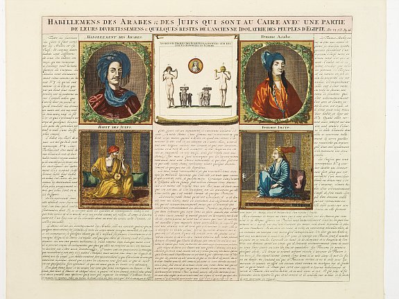 CHATELAIN, J.A., Habillemens des Arabes & des Juifs qui sont au Caire avec.., antique map, old maps