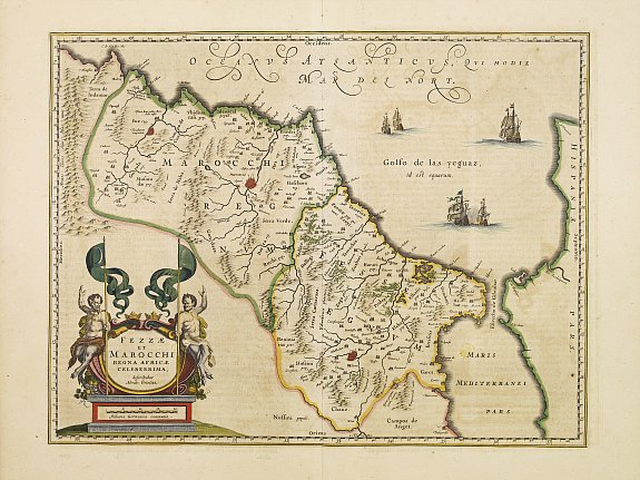 BLAEU,W., Fezzae et Marocchi regna Africae celeberrima., antique map, old maps