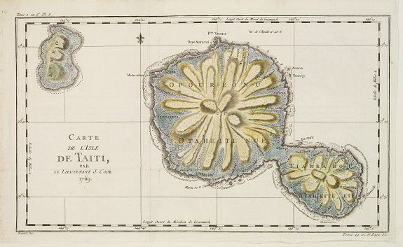 BELLIN,J.N., Carte de L'Isle de Taiti par Le Lieutenant J.Cook., antique map, old maps