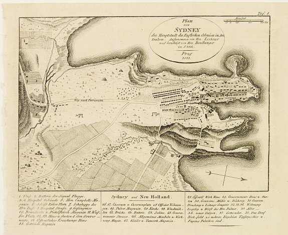 ANONYMOUS, Plan von Sydney der Hauptstadt der Englischen Colonien in Australien.., antique map, old maps