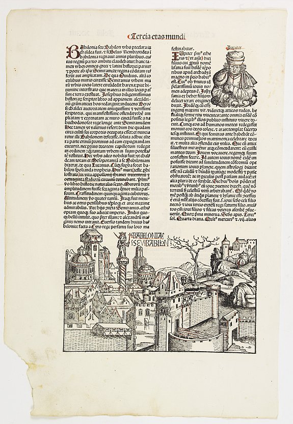 SCHEDEL, H., Tercia Etas Mudi. Babilonias. [Babylon], antique map, old maps