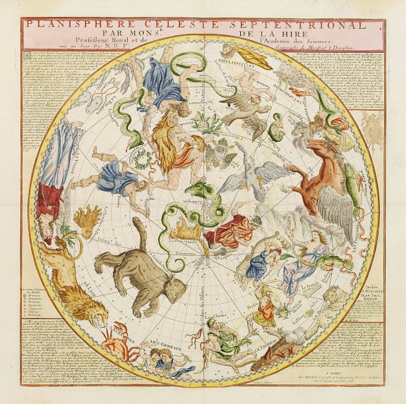DE FER,N. / DESNOS,S.,  (2 charts) Planisphere celeste Septentrional.. / ..Meridinale.., antique map, old maps