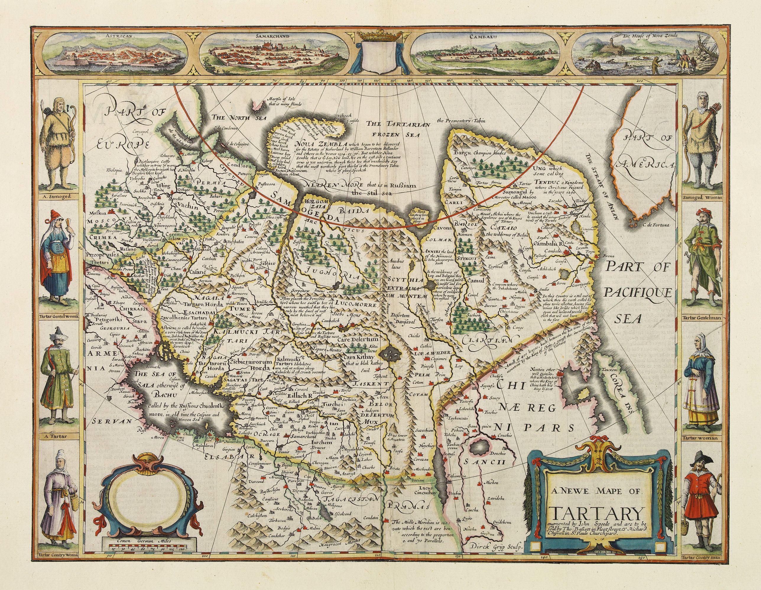 SPEED,J./ BASSETT,J., A newe map of Tartary., antique map, old maps