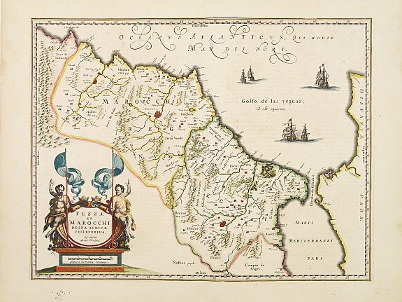 BLAEU, W., Fezzae et Marocchi regna Africae celeberrima., antique map, old maps