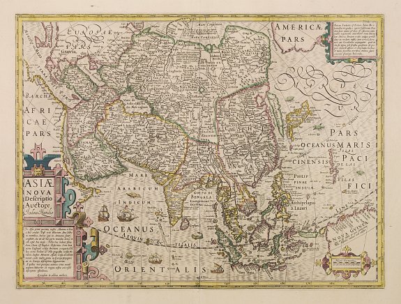 HONDIUS,J., Asiae Nova Descriptio Auctore Jodoco Hondio., antique map, old maps