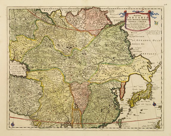 DE WIT,F./ BROWN,Chr., Magnae Tartariae Magni Mogolis Imperii Japoniae et Chinae, antique map, old maps