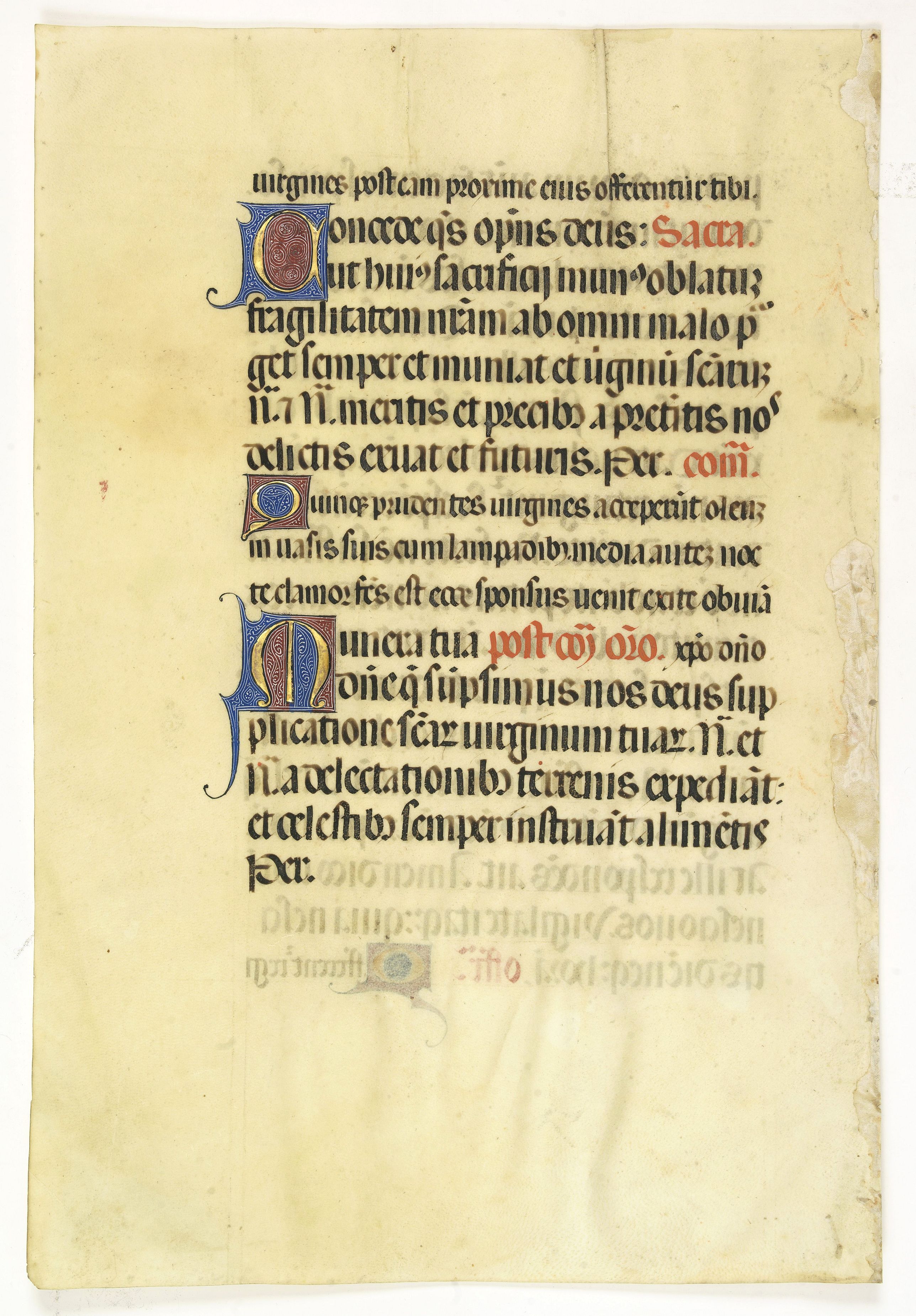 MISSAL., Leaf on vellum from a Missal., antique map, old maps