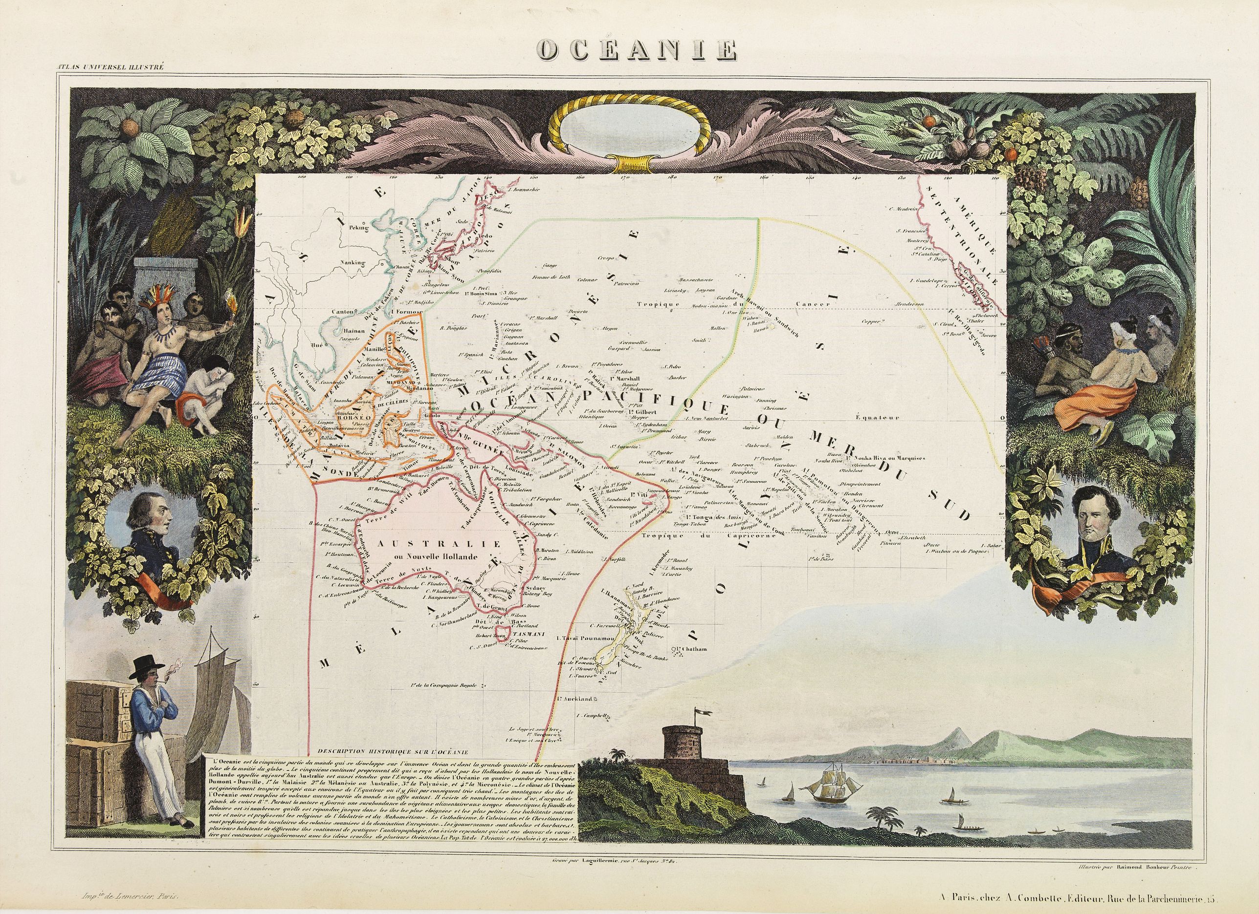 LEVASSEUR,V., Océanie., antique map, old maps