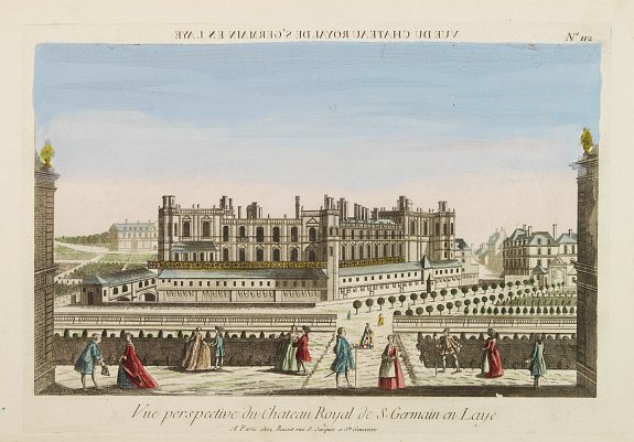 BASSET,  Vue perspective du Ch�teau Royal de S. Germain en Laye., antique map, old maps