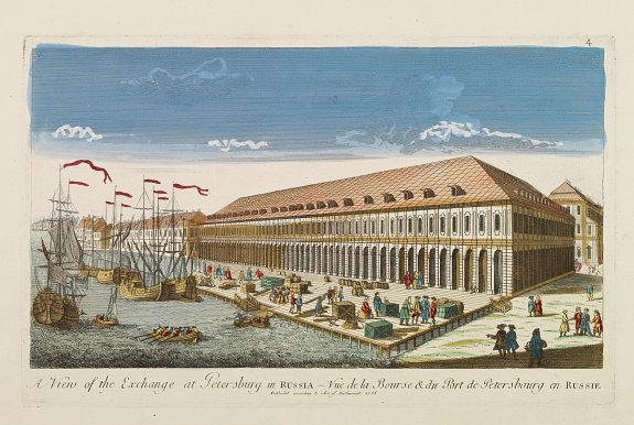ANONYME,  A Vue of the Exchange at Petersburg in Russia., antique map, old maps