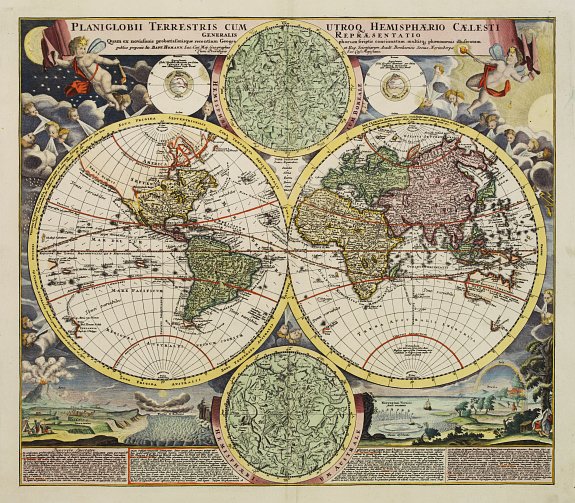 HOMANN, J.- B., Planiglobii Terrestris Cum Utroq Hemisphaerio., antique map, old maps