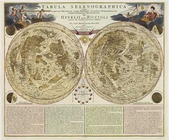 HOMANN,J.B., Tabula Selenographica..Hevelii quam Riccioli.., antique map, old maps