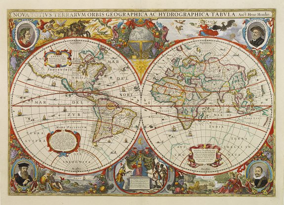 HONDIUS,H., Nova Totius Terrarum Orbis Geographica.., antique map, old maps