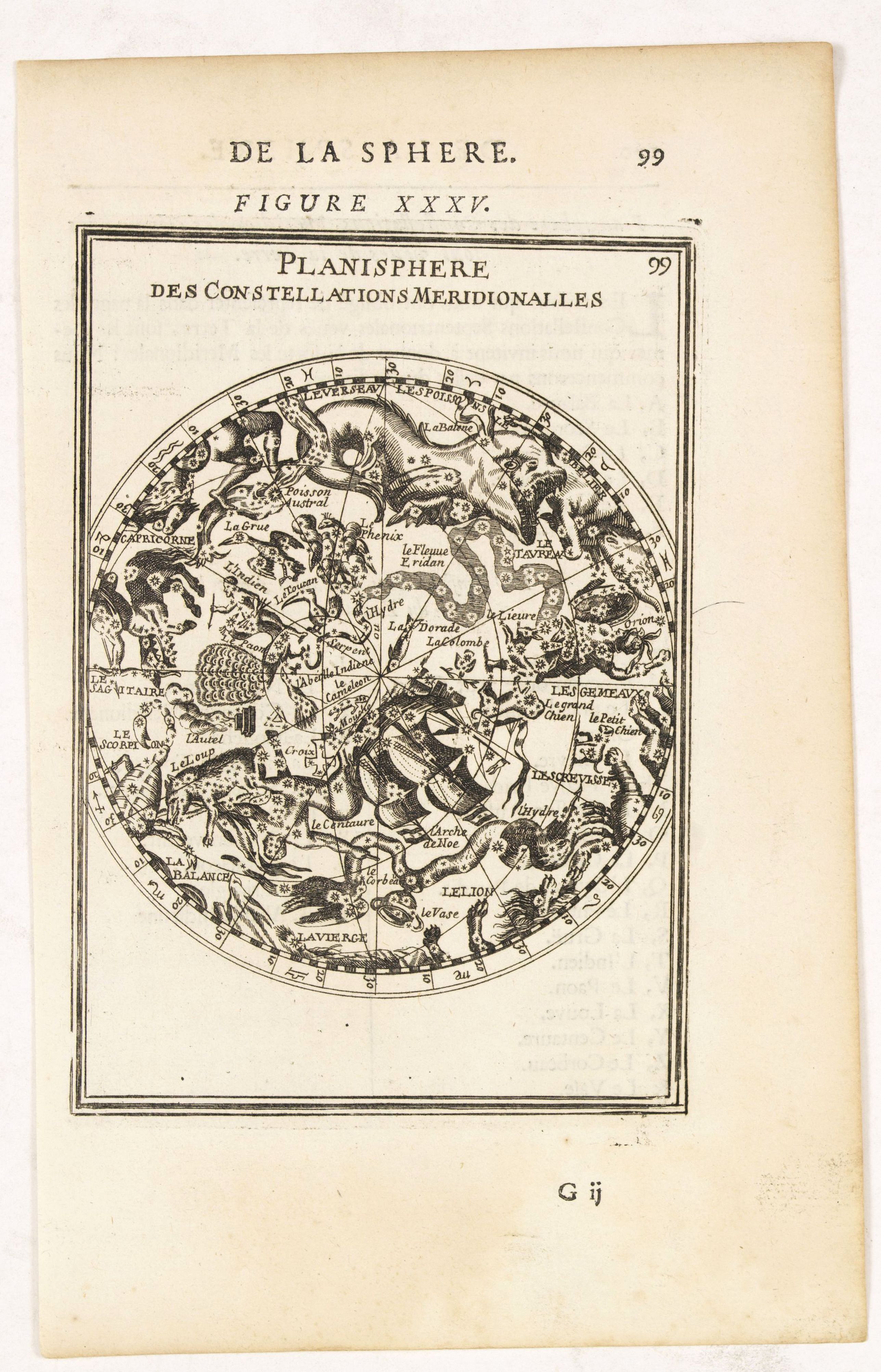 MALLET,A.M., Planisphere des Constellations Meridionalles. Figure XXXV., antique map, old maps