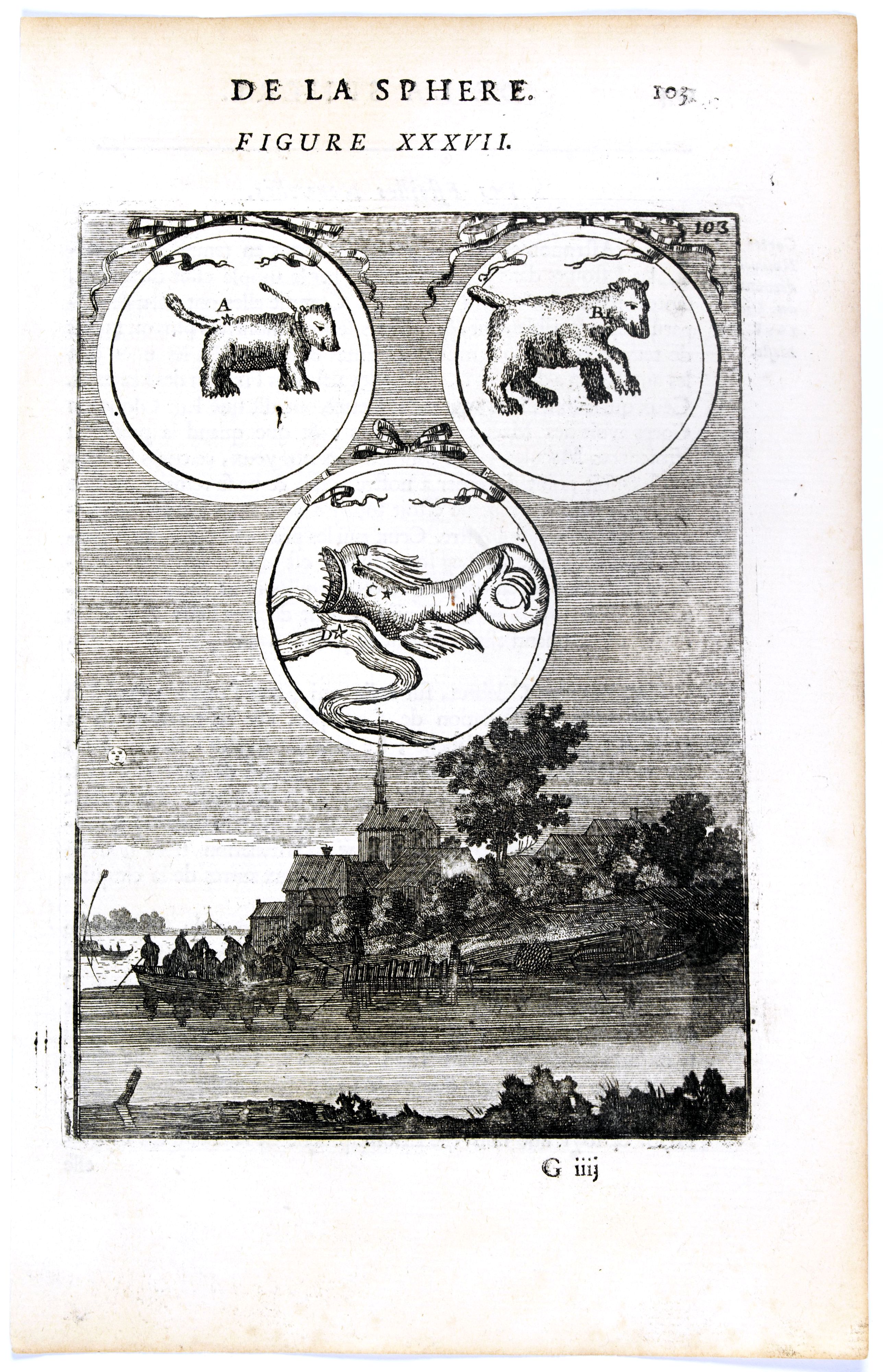 MALLET, A.M., DE LA SPHERE. Figure XXXVII. 103, antique map, old maps
