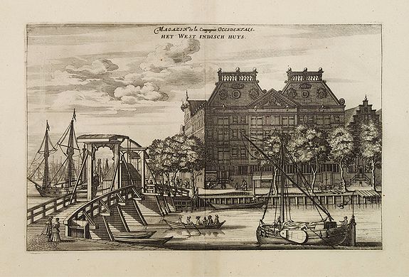 COMMELIN, Magazin de la Compagnie Occidentale. - Het West Indisch Huys., antique map, old maps