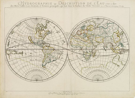 SANSON,N., L'Hydrographie ..la Surface du Globe Terrestre., antique map, old maps